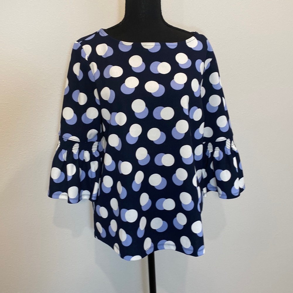 Ann Taylor Blue and White Dot Blouse